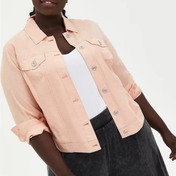 Torrid Women’s Size 0 Large Soft Lyocell Lightweight‎ Tucker Jacket Blouse - Picture 1 of 7